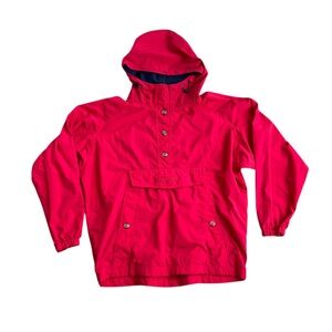 🔥 Vintage Columbia Red Pullover Windbreaker Hoodie Jacket Women’s Medium